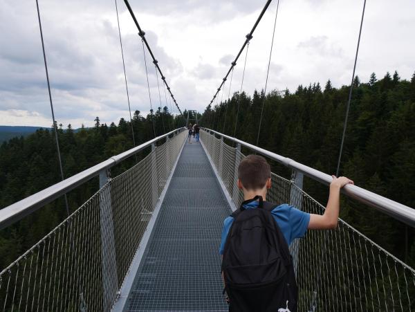 Schüler:innen auf der Brücke Wildline
